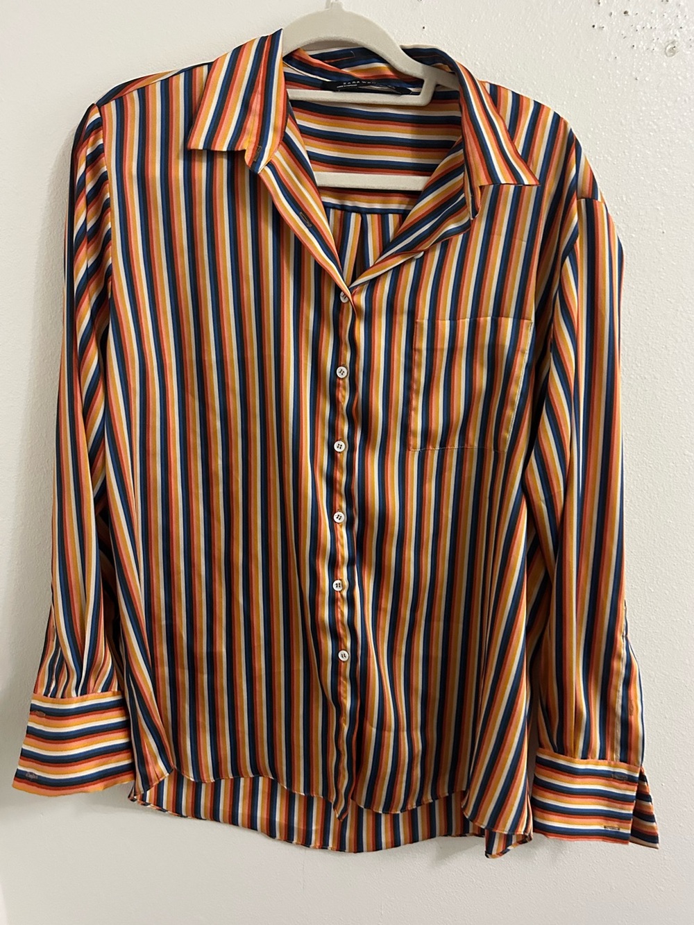 Zara Woman rainbow striped button down shirt - Picture 1 of 6